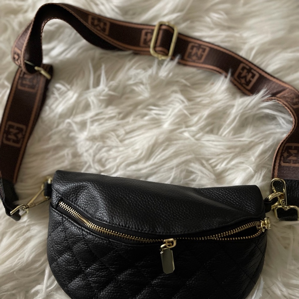 Black Quilted Leather Crossbody Bag